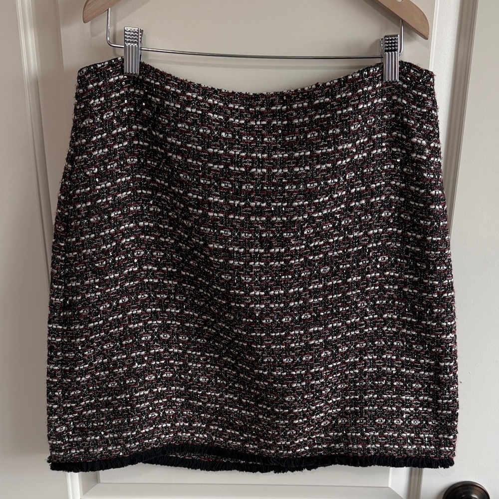 LOFT Black and White Textured Mini Skirt